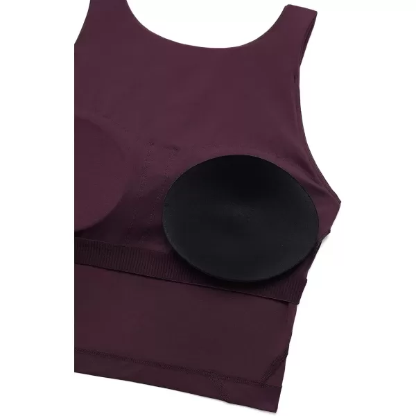 imageCRZ YOGA Womens High Neck Longline U Back Padded Crop Workout Tank Top Sports BraDeep Purple