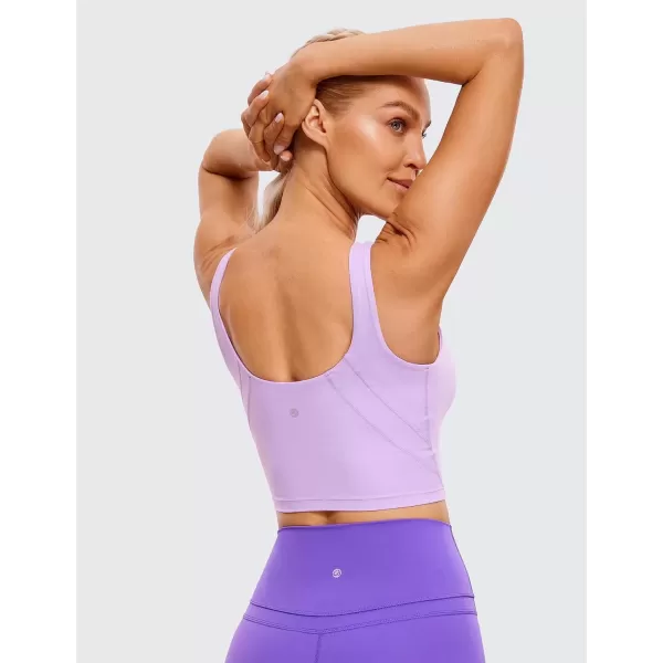 imageCRZ YOGA Womens High Neck Longline U Back Padded Crop Workout Tank Top Sports BraElfin Purple