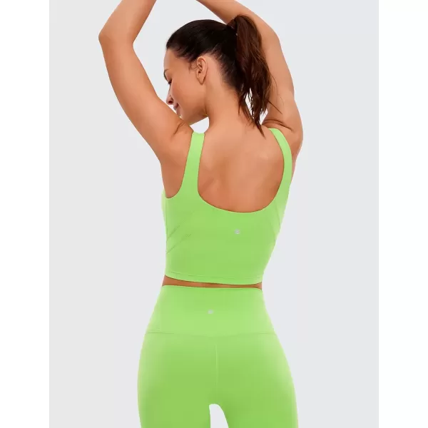 imageCRZ YOGA Womens High Neck Longline U Back Padded Crop Workout Tank Top Sports BraGreen Glow