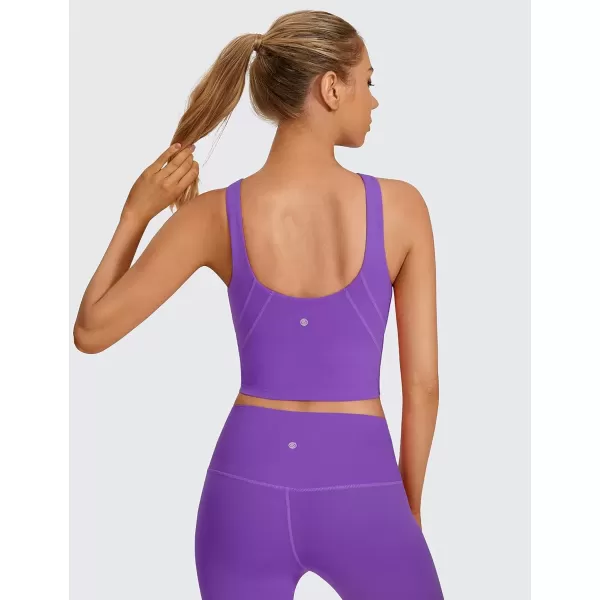 imageCRZ YOGA Womens High Neck Longline U Back Padded Crop Workout Tank Top Sports BraRoyal Lilac