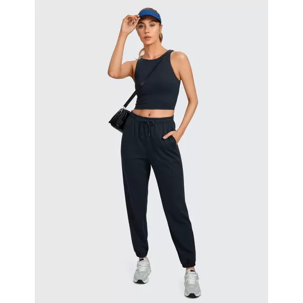 imageCRZ YOGA Womens High Neck Longline U Back Padded Crop Workout Tank Top Sports BraTrue Navy