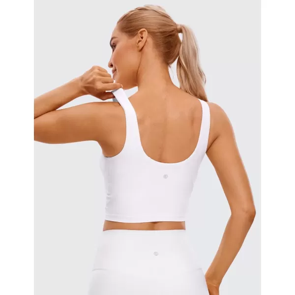 imageCRZ YOGA Womens High Neck Longline U Back Padded Crop Workout Tank Top Sports BraWhite