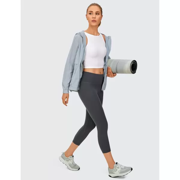 imageCRZ YOGA Womens High Neck Longline U Back Padded Crop Workout Tank Top Sports BraWhite