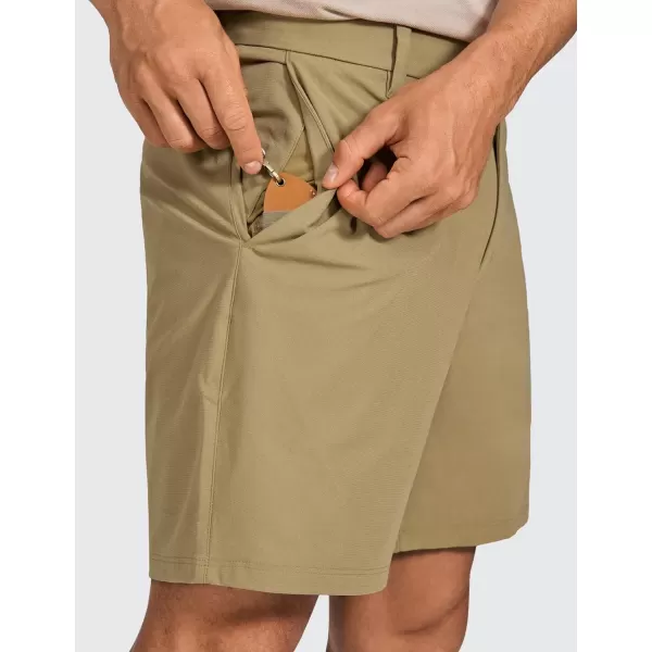 imageCRZ YOGA Mens All Day Comfy Golf Shorts  7quot9quot Stretch Lightweight Casual Work Flat Front Shorts with PocketsArtifact Brown