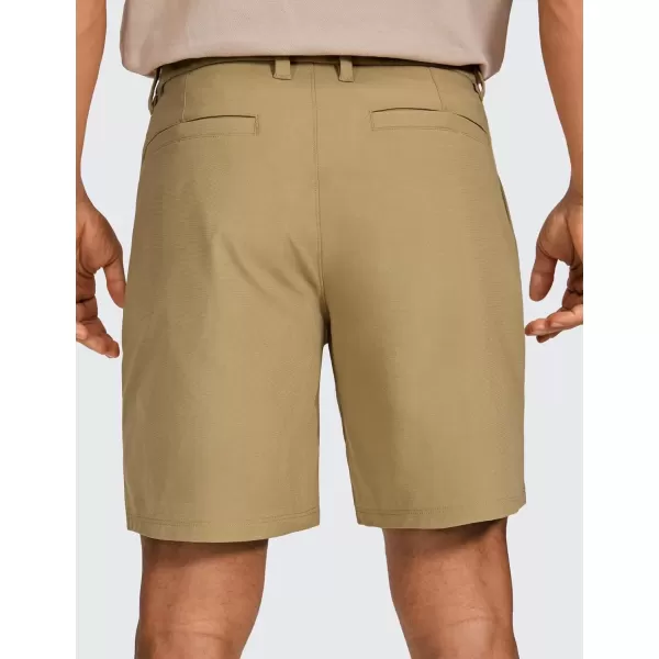 imageCRZ YOGA Mens All Day Comfy Golf Shorts  7quot9quot Stretch Lightweight Casual Work Flat Front Shorts with PocketsArtifact Brown