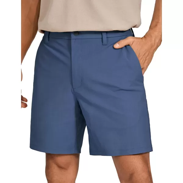 imageCRZ YOGA Mens All Day Comfy Golf Shorts  7quot9quot Stretch Lightweight Casual Work Flat Front Shorts with PocketsElectric Blue