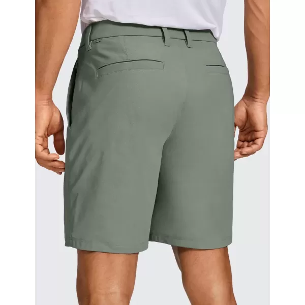 imageCRZ YOGA Mens All Day Comfy Golf Shorts  7quot9quot Stretch Lightweight Casual Work Flat Front Shorts with PocketsGrey Sage