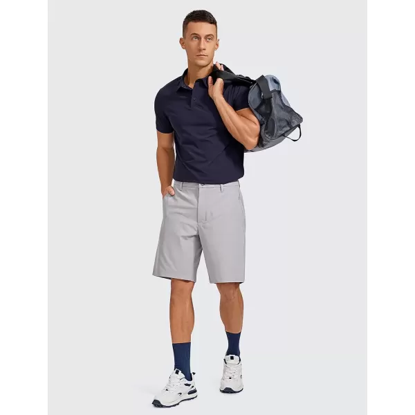 imageCRZ YOGA Mens All Day Comfy Golf Shorts  7quot9quot Stretch Lightweight Casual Work Flat Front Shorts with PocketsGull Gray