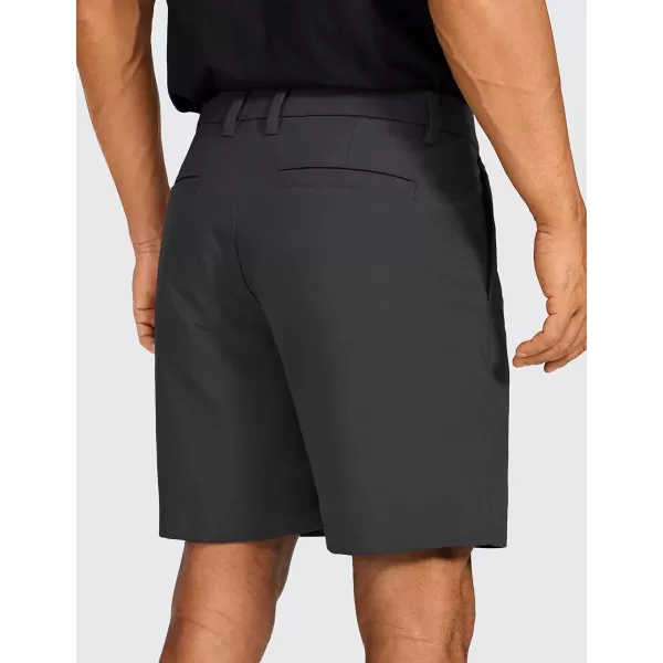 imageCRZ YOGA Mens All Day Comfy Golf Shorts  7quot9quot Stretch Lightweight Casual Work Flat Front Shorts with PocketsInk Gray