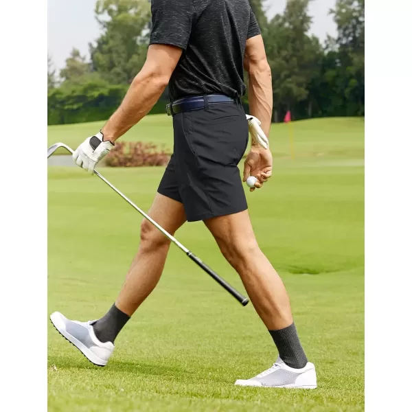 imageCRZ YOGA Mens All Day Comfy Golf Shorts  7quot9quot Stretch Lightweight Casual Work Flat Front Shorts with PocketsInk Gray