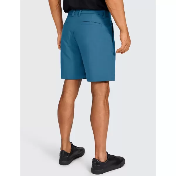 imageCRZ YOGA Mens All Day Comfy Golf Shorts  7quot9quot Stretch Lightweight Casual Work Flat Front Shorts with PocketsIron Blue