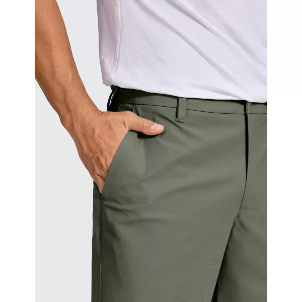 imageCRZ YOGA Mens All Day Comfy Golf Shorts  7quot9quot Stretch Lightweight Casual Work Flat Front Shorts with PocketsLight Army Green