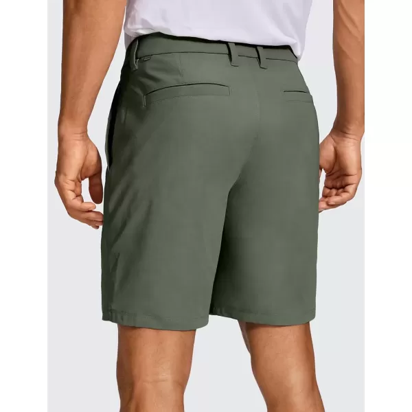 imageCRZ YOGA Mens All Day Comfy Golf Shorts  7quot9quot Stretch Lightweight Casual Work Flat Front Shorts with PocketsLight Army Green