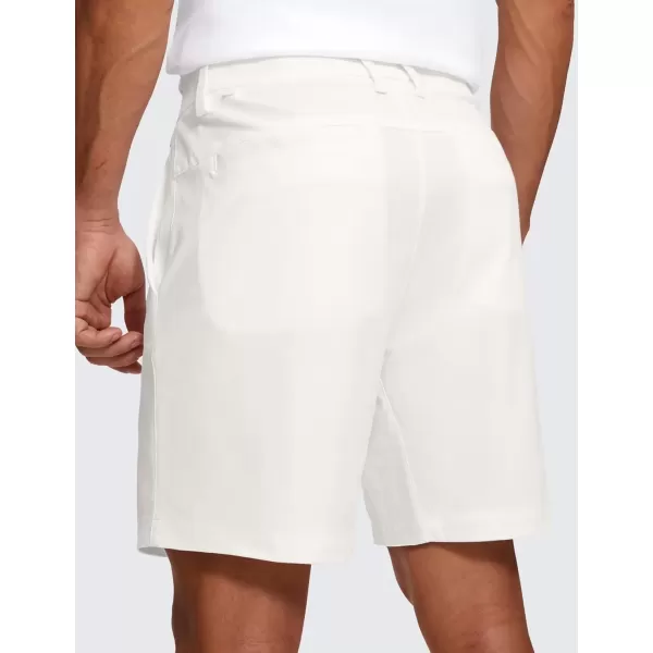 imageCRZ YOGA Mens All Day Comfy Golf Shorts  7quot9quot Stretch Lightweight Casual Work Flat Front Shorts with PocketsMilky White Bone