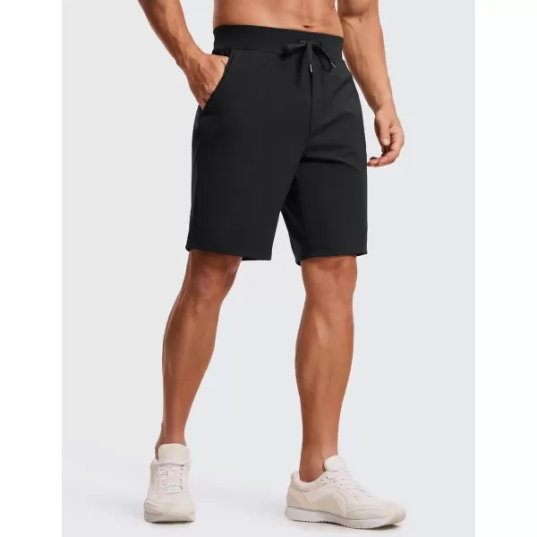 imageCRZ YOGA Mens FourWay Stretch Workout Shorts  9quot Soft Durable Casual Athletic Shorts with Pockets Gym Running HikingBlack