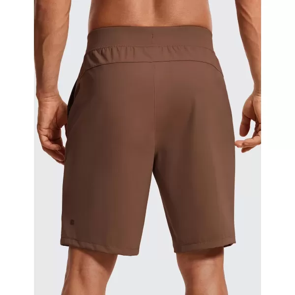 imageCRZ YOGA Mens FourWay Stretch Workout Shorts  9quot Soft Durable Casual Athletic Shorts with Pockets Gym Running HikingDark Brown