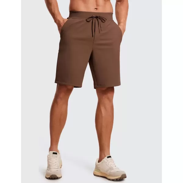 imageCRZ YOGA Mens FourWay Stretch Workout Shorts  9quot Soft Durable Casual Athletic Shorts with Pockets Gym Running HikingDark Brown