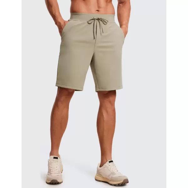 imageCRZ YOGA Mens FourWay Stretch Workout Shorts  9quot Soft Durable Casual Athletic Shorts with Pockets Gym Running HikingKhali Barley