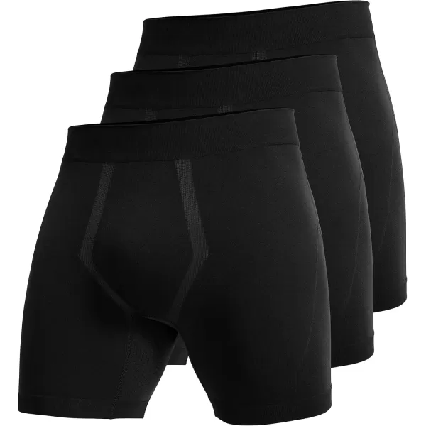 imageCRZ YOGA Mens Seamless 5quot Boxer Briefs Breathable Sports Underwear 3PackBlack