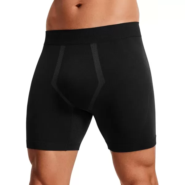 imageCRZ YOGA Mens Seamless 5quot Boxer Briefs Breathable Sports Underwear 3PackBlack