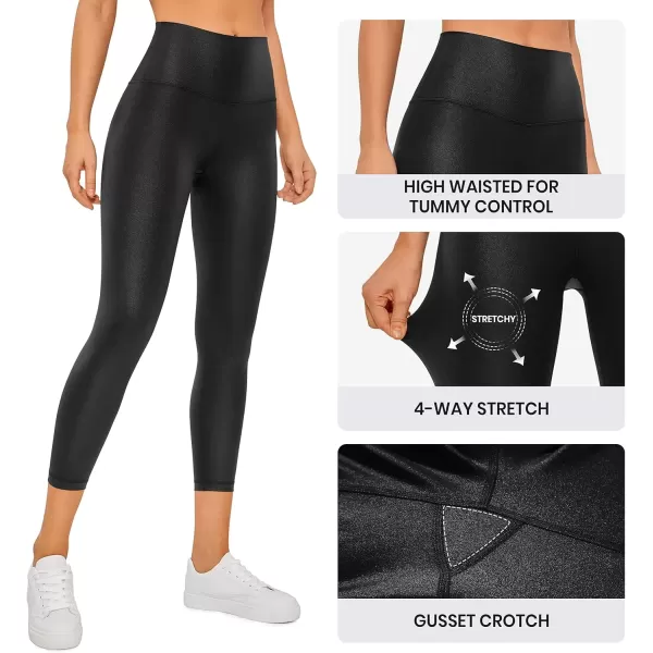 imageCRZ YOGA Butterluxe Matte Faux Leather Leggings for Women 23  High Waisted Buttery Soft Capri Lounge Leggings Faux LeatherBlack Classic