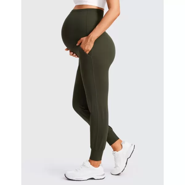 imageCRZ YOGA Womens Butterluxe Maternity Joggers with Pockets 27quot  Workout Activewear Yoga Pregnancy Pants Buttery SoftOlive Green