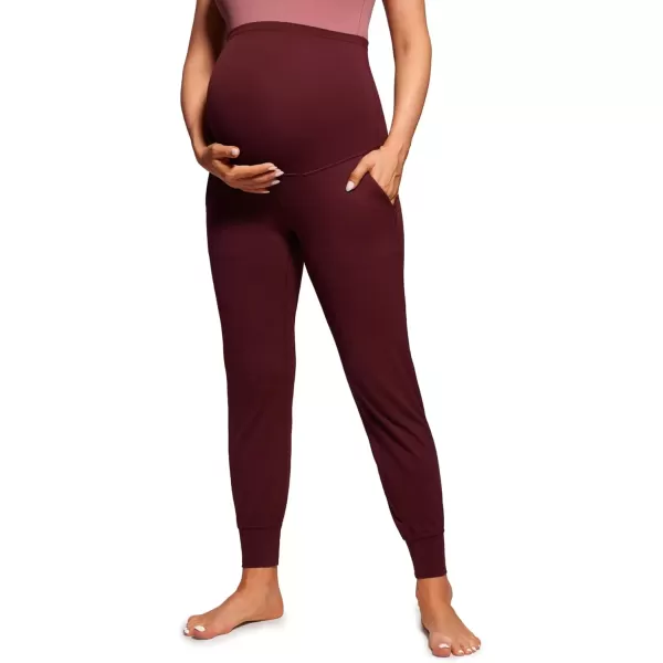 imageCRZ YOGA Womens Butterluxe Maternity Joggers with Pockets 27quot  Workout Activewear Yoga Pregnancy Pants Buttery SoftRed Merlot