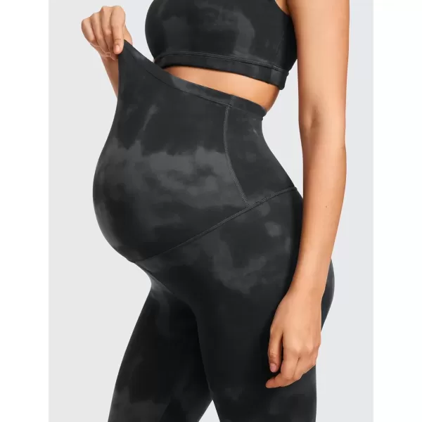 imageCRZ YOGA Womens Butterluxe Maternity Leggings Over The Belly 25quot  Buttery Soft Workout Activewear Yoga Pregnancy PantsBlack Tie Dye Flowers