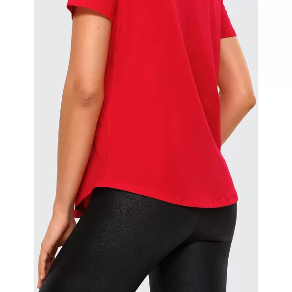 imageCRZ YOGA Womens Pima Cotton Short Sleeve Workout Shirts Casual Yoga TShirt Soft Athletic Tee TopFestival Red