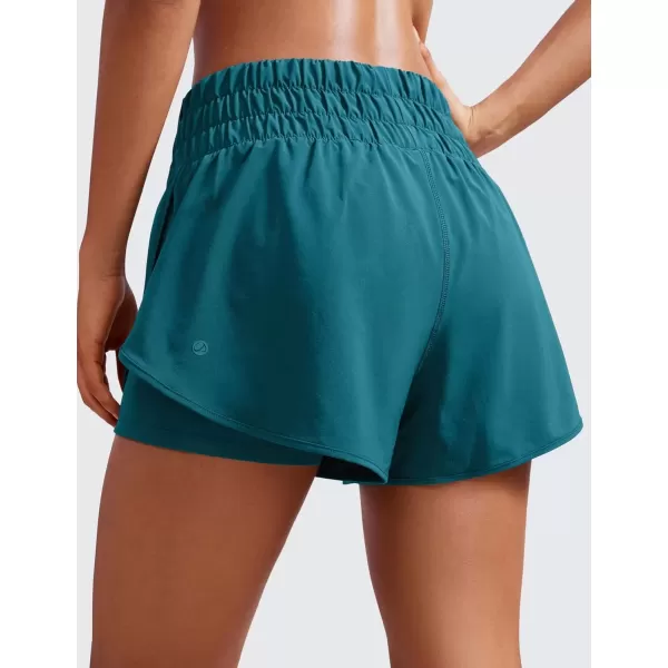 imageCRZ YOGA 2 in 1 High Waisted Running Shorts for Women 3quot  Split Breathable Athletic Tennis Gym Workout Shorts with PocketsBorealis Green