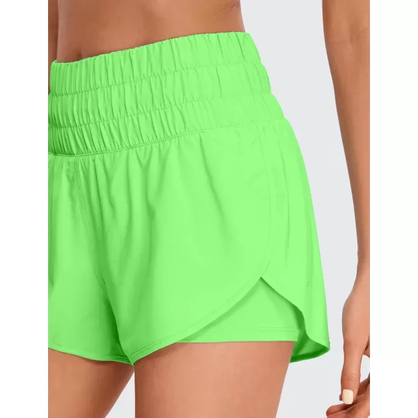 imageCRZ YOGA 2 in 1 High Waisted Running Shorts for Women 3quot  Split Breathable Athletic Tennis Gym Workout Shorts with PocketsNeon Apple Green