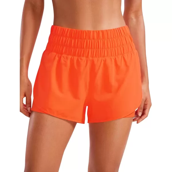 imageCRZ YOGA 2 in 1 High Waisted Running Shorts for Women 3quot  Split Breathable Athletic Tennis Gym Workout Shorts with PocketsNeon Orange