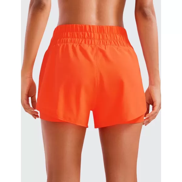 imageCRZ YOGA 2 in 1 High Waisted Running Shorts for Women 3quot  Split Breathable Athletic Tennis Gym Workout Shorts with PocketsNeon Orange