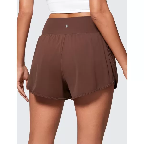 imageCRZ YOGA ButterluxeLight High Waisted Dolphin Shorts for Women 25quot Soft Split Casual Lounge Athletic Yoga Shorts LinerCoffee Brown