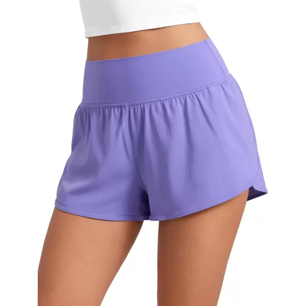 imageCRZ YOGA ButterluxeLight High Waisted Dolphin Shorts for Women 25quot Soft Split Casual Lounge Athletic Yoga Shorts LinerDark Lavender Purple