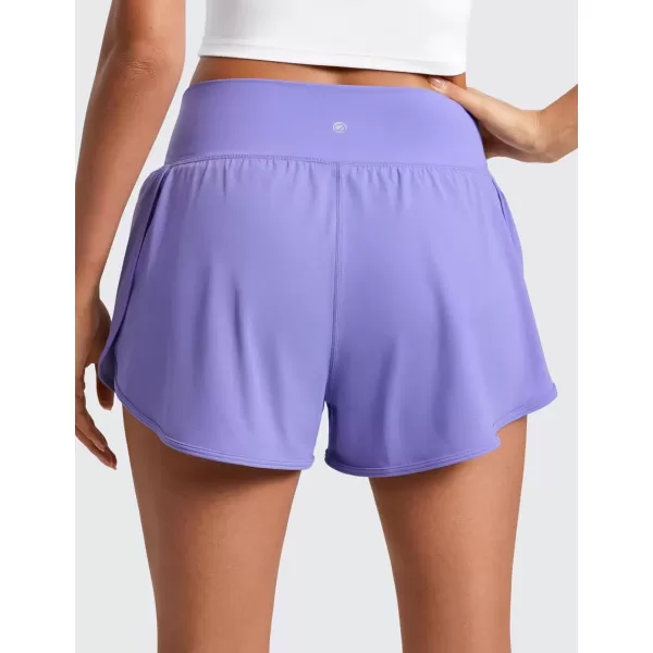 imageCRZ YOGA ButterluxeLight High Waisted Dolphin Shorts for Women 25quot Soft Split Casual Lounge Athletic Yoga Shorts LinerDark Lavender Purple