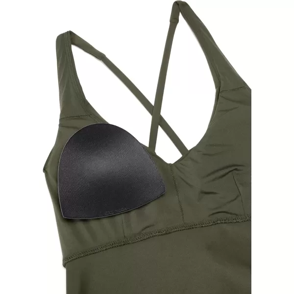 imageCRZ YOGA Tankini Tops for Women Crossover Adjustable Tie Back Bathing Suits Swim Top Only No BottomDark Olive