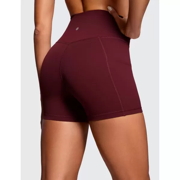 imageCRZ YOGA Womens Butterluxe Cross Waist Biker Shorts 4quot  V Crossover High Waisted Workout Gym Yoga Shorts with Side Pockets Red Merlot Small