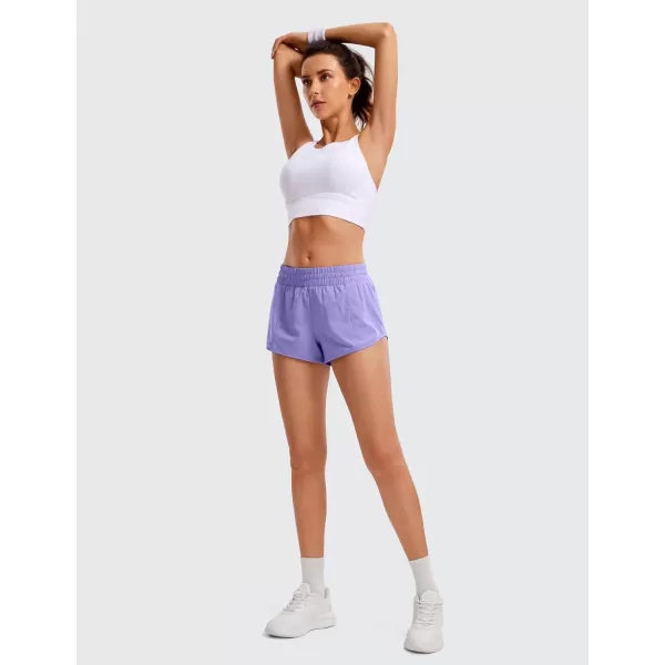 imageCRZ YOGA Womens Running Shorts Low Waisted 25quot  Mesh Liner Quick Dry Track Gym Athletic Workout Shorts with Zip PocketDark Lavender Purple