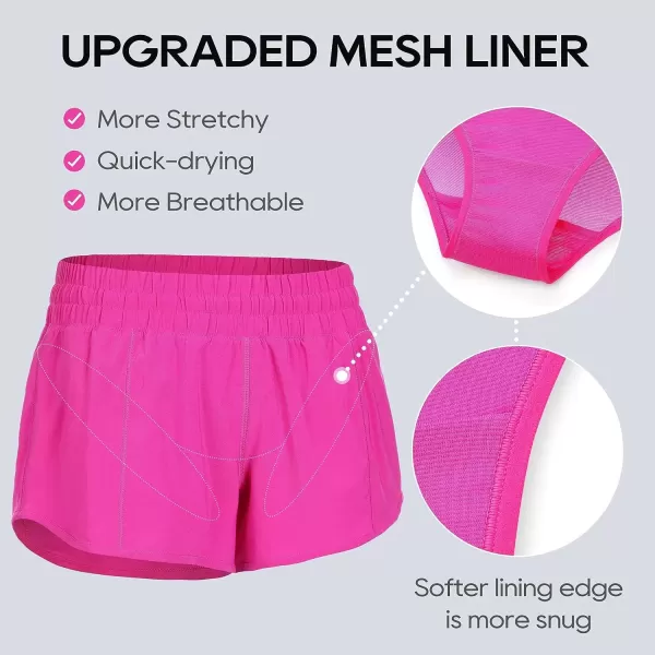 imageCRZ YOGA Womens Running Shorts Low Waisted 25quot  Mesh Liner Quick Dry Track Gym Athletic Workout Shorts with Zip PocketHibiscus Purple