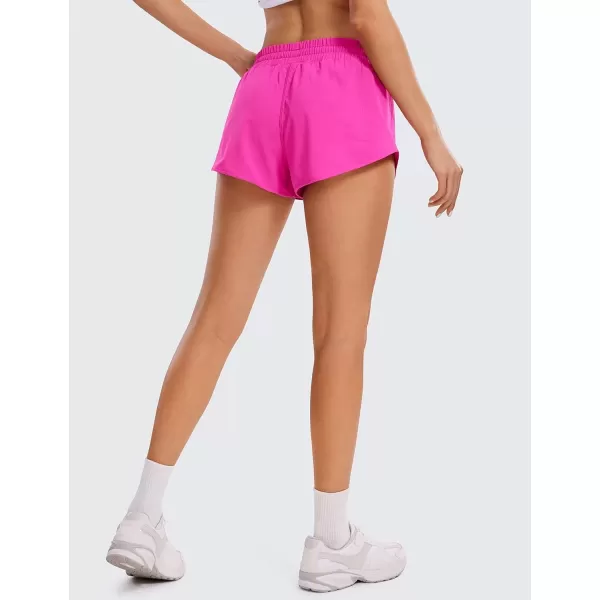 imageCRZ YOGA Womens Running Shorts Low Waisted 25quot  Mesh Liner Quick Dry Track Gym Athletic Workout Shorts with Zip PocketHibiscus Purple