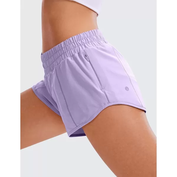 imageCRZ YOGA Womens Running Shorts Low Waisted 25quot  Mesh Liner Quick Dry Track Gym Athletic Workout Shorts with Zip PocketLilac