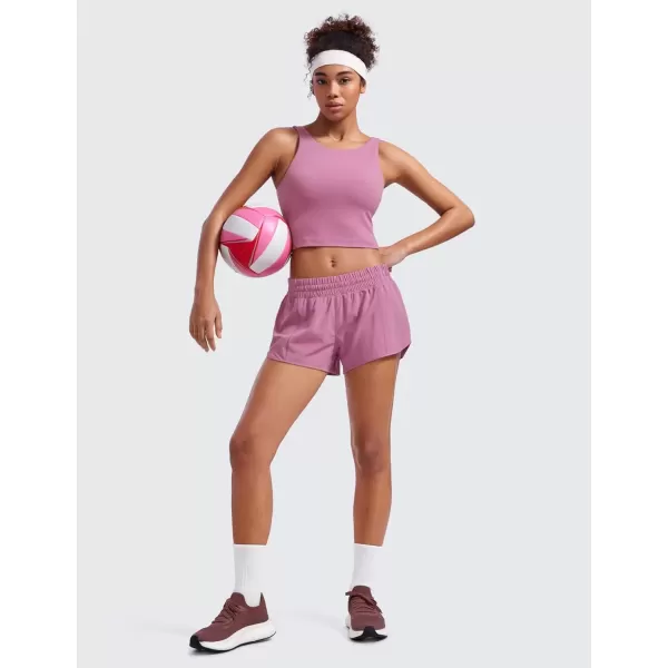 imageCRZ YOGA Womens Running Shorts Low Waisted 25quot  Mesh Liner Quick Dry Track Gym Athletic Workout Shorts with Zip PocketVelvet Dust