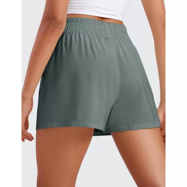 imageCRZ YOGA Womens Shorts Casual High Waisted Linerless Lounge Athletic Golf Shorts with Pockets WeightlessGrey Sage