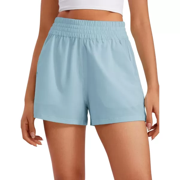 imageCRZ YOGA Womens Shorts Casual High Waisted Linerless Lounge Athletic Golf Shorts with Pockets WeightlessLight Grayish Blue