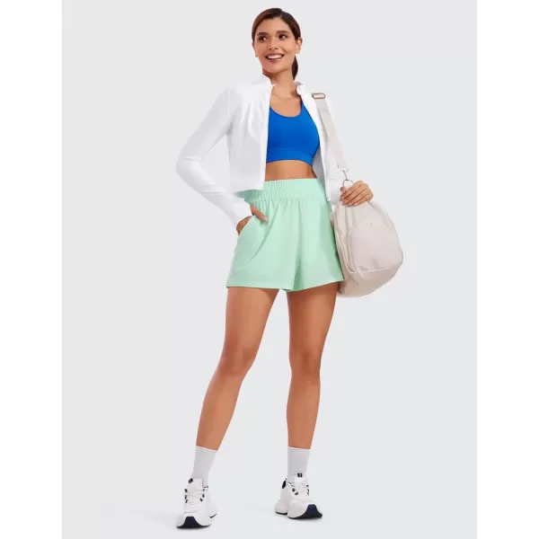 imageCRZ YOGA Womens Shorts Casual High Waisted Linerless Lounge Athletic Golf Shorts with Pockets WeightlessMint Moment