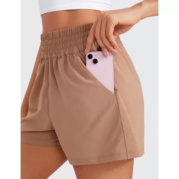 imageCRZ YOGA Womens Shorts Casual High Waisted Linerless Lounge Athletic Golf Shorts with Pockets WeightlessMocha Mousse