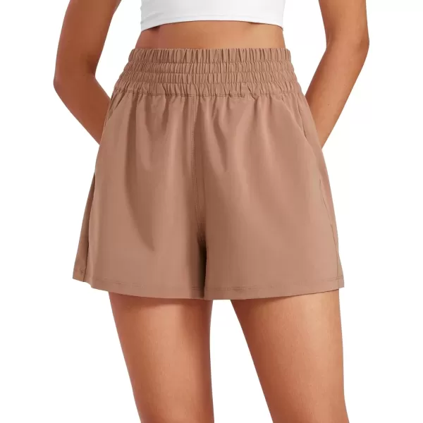 imageCRZ YOGA Womens Shorts Casual High Waisted Linerless Lounge Athletic Golf Shorts with Pockets WeightlessMocha Mousse