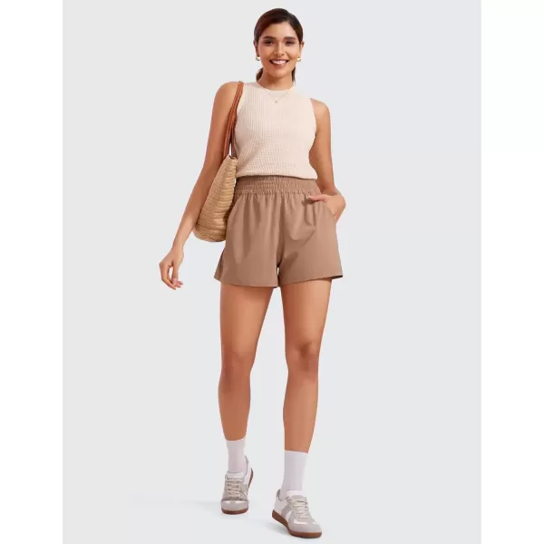 imageCRZ YOGA Womens Shorts Casual High Waisted Linerless Lounge Athletic Golf Shorts with Pockets WeightlessMocha Mousse