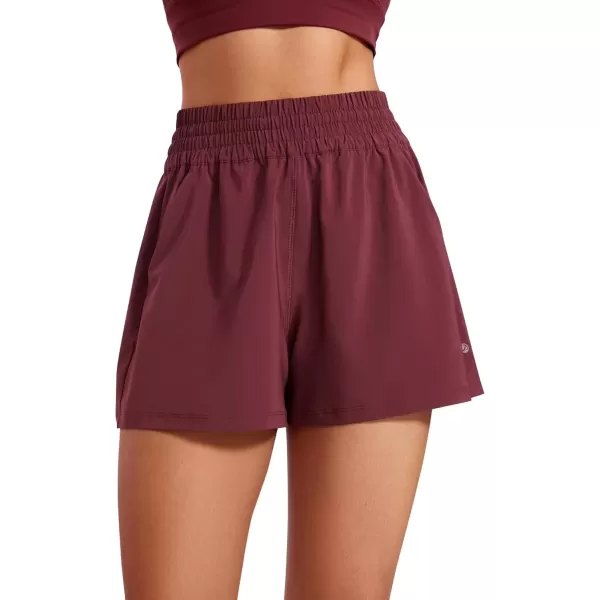 imageCRZ YOGA Womens Shorts Casual High Waisted Linerless Lounge Athletic Golf Shorts with Pockets WeightlessRed Merlot